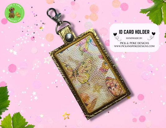 Brown Nature ID Card Badge Holder with Lobster Clasp | Vinyl Material | Vertical Protector Case