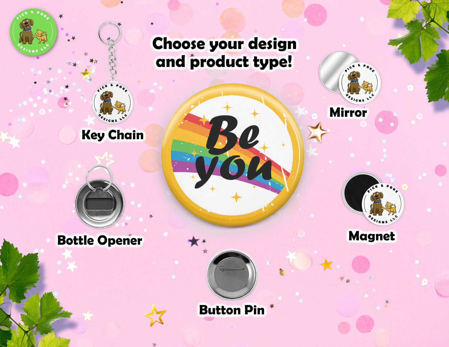 LGBTQIA2S+ Ally and Pride Button Pins | 2.25-inch Round Size | Metal Pin Back Design | Made to Order