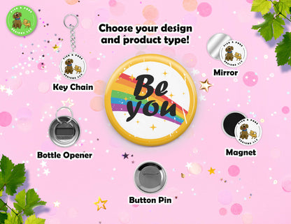 LGBTQIA2S+ Ally and Pride Button Pins | 2.25-inch Round Size | Metal Pin Back Design | Made to Order