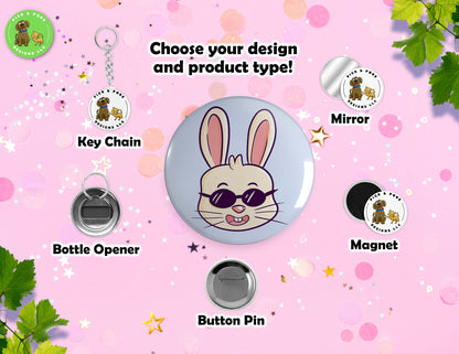 Cute Animals Wearing Sunglasses | Pinback Button, Keychain, Magnet, Bottle Opener, or Mirror | 2.25-inch Size