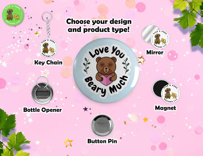 Cute Moody Animal Puns | Pinback Button Pin, Keychain, Magnet, Bottle Opener, or Mirror | 2.25-inch Size