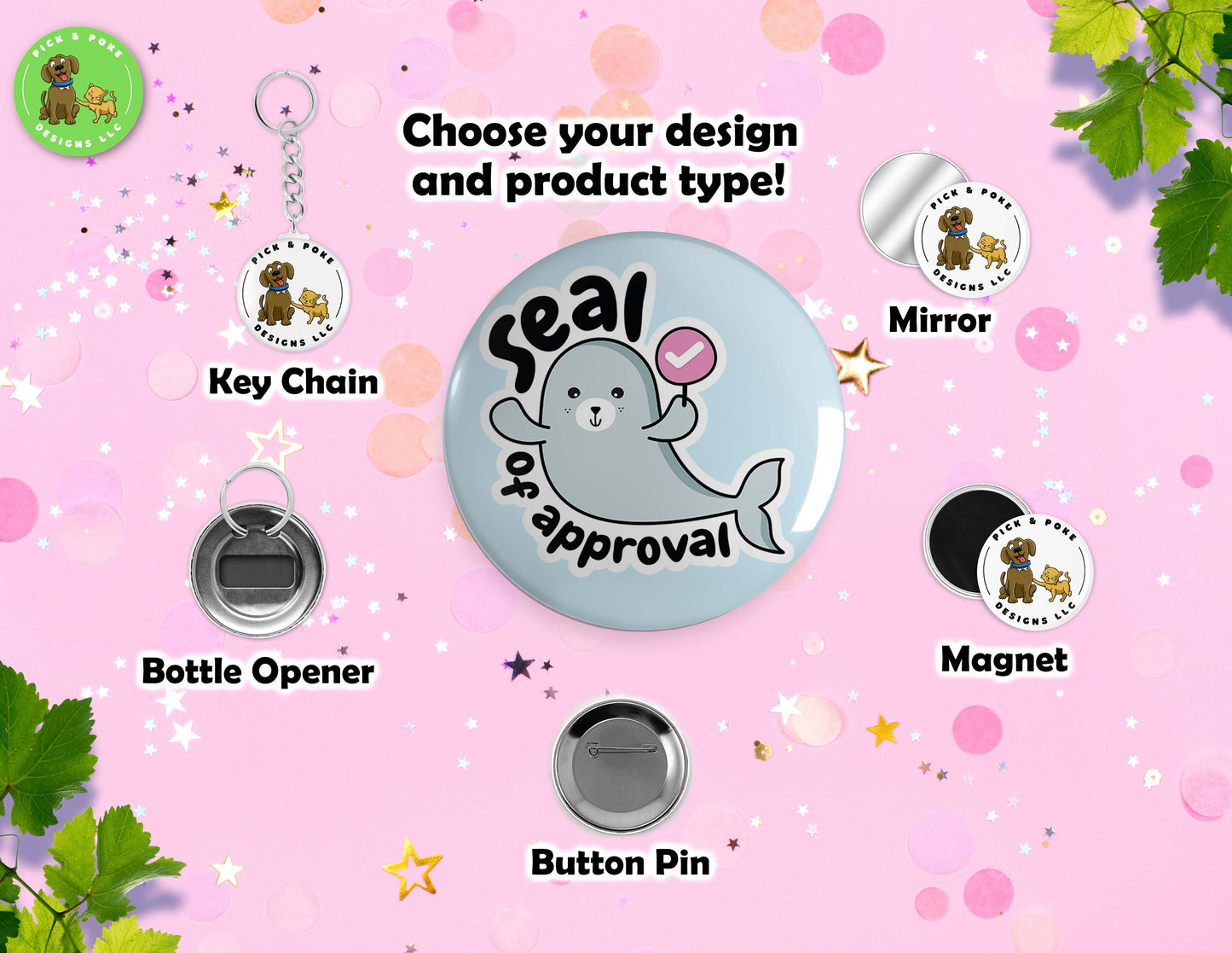 Cute Moody Animal Puns | Pinback Button Pin, Keychain, Magnet, Bottle Opener, or Mirror | 2.25-inch Size