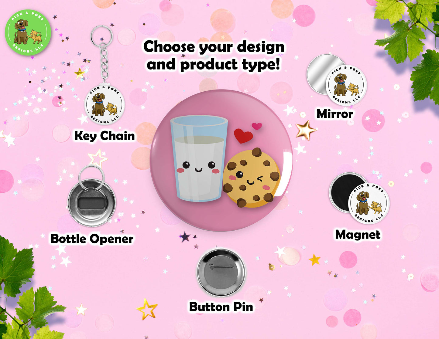 Cute Perfect Pair Food Puns | Button Pins, Keychain, Magnet, Bottle Opener, or Mirror | 2.25-inch Size | Made to Order