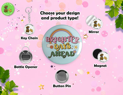 Retro Positive Thoughts Button Pin Set | Pinback Button, Keychain, Magnet, Bottle Opener, or Mirror | 2.25-inch SizePick and Poke Designs