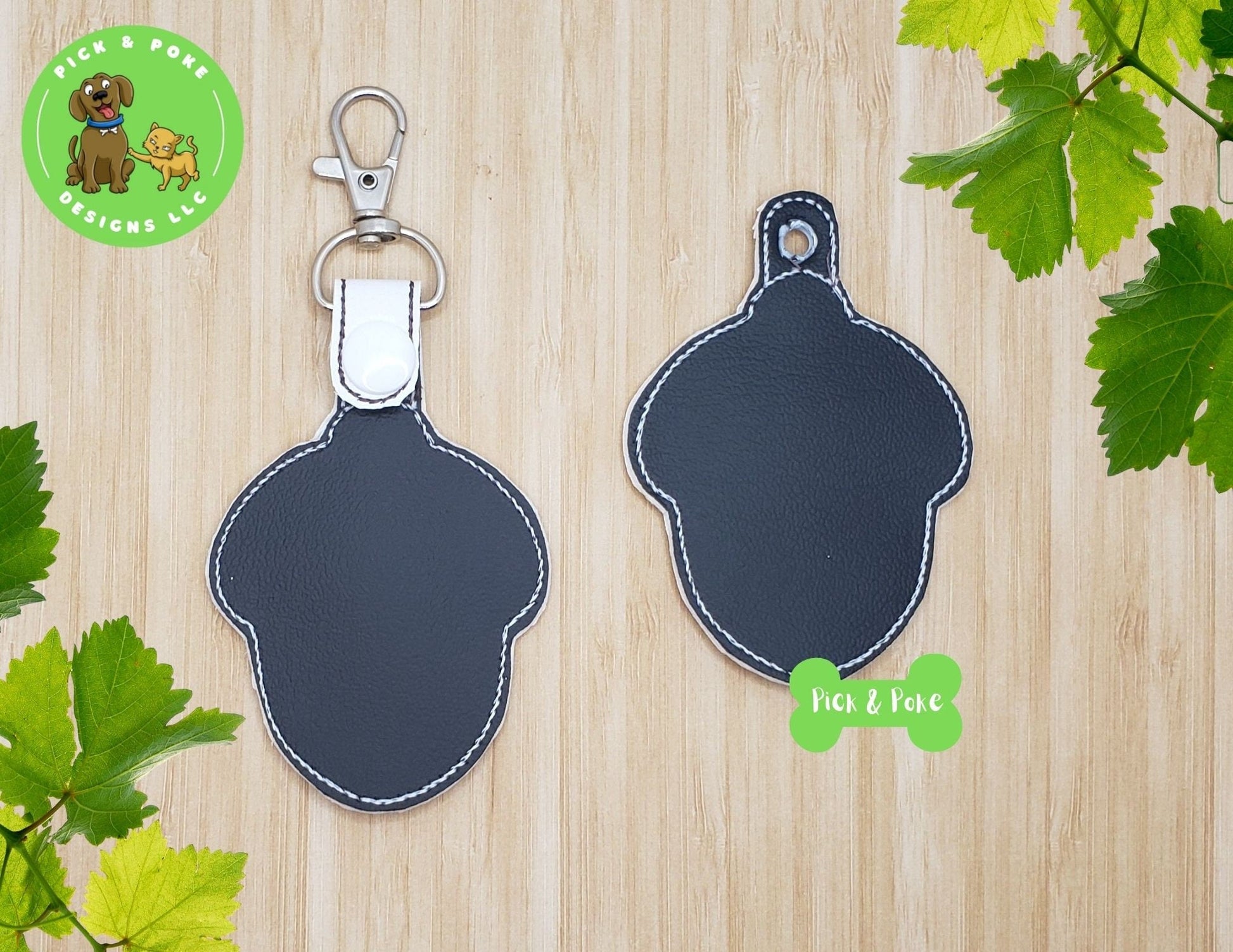 In the Hoop Embroidery Project / Cute Kawaii Acorn Nut Autumn Snap Tab and Eyelet Key Fob / Gift Tag / Digital File / Instant DOWNLOAD / SetPick and Poke Designs