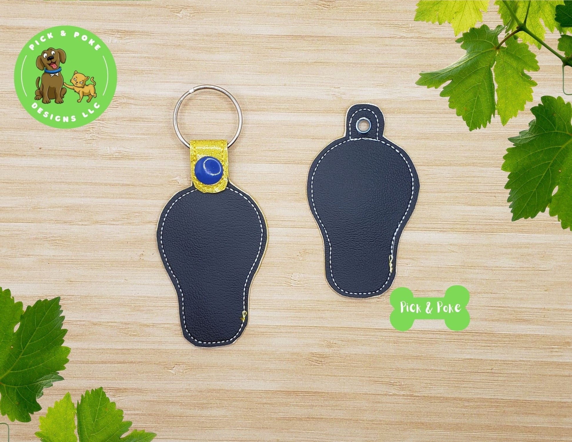 In the Hoop Embroidery Project Cute Light Bulb  Snap Tab and Eyelet Key Fob / Gift Tag / Digital File / Instant DOWNLOAD / ITHPick and Poke Designs