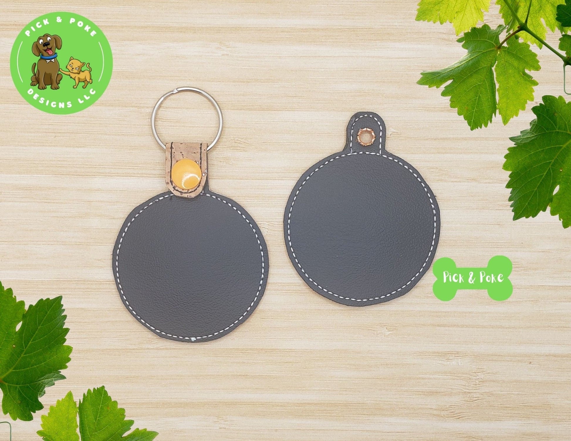 In the Hoop Embroidery Project Cute Kawaii Basketball Applique Snap Tab Eyelet Key Fob / Gift Tag / Digital File / Instant DOWNLOAD / ITHPick and Poke Designs