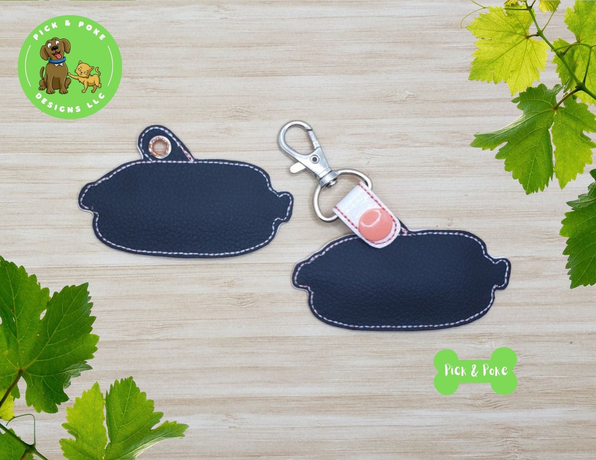 In the Hoop Embroidery Project Cute Kawaii Hot Dog Snap Tab and Eyelet Key Fob / Gift Tag / Digital File / Instant DOWNLOAD / ITHPick and Poke Designs