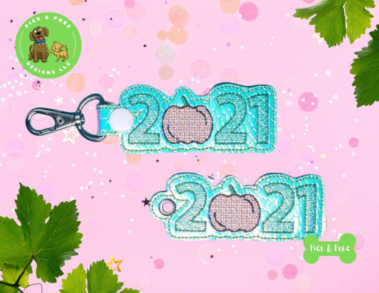 In the Hoop Embroidery Project 2021 Pumpkin Key Fob Snap Tab and Eyelet Key Fob / Gift Tag / Digital File / Instant DOWNLOAD / ITHPick and Poke Designs