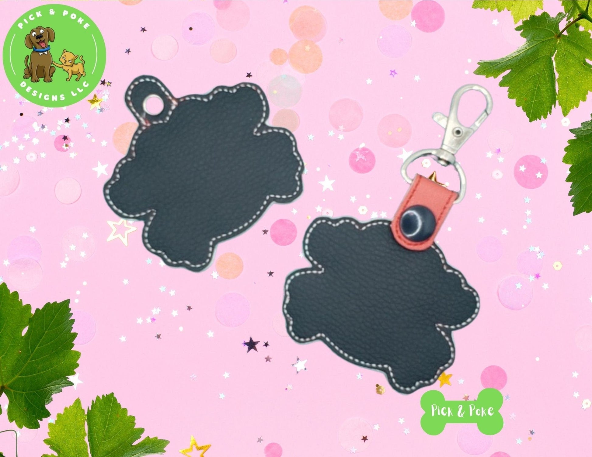 In the Hoop Embroidery Project Cute Crab Ocean Outline / Snap Tab and Eyelet Key Fob / Gift Tag / Digital File / Instant DOWNLOAD / ITHPick and Poke Designs