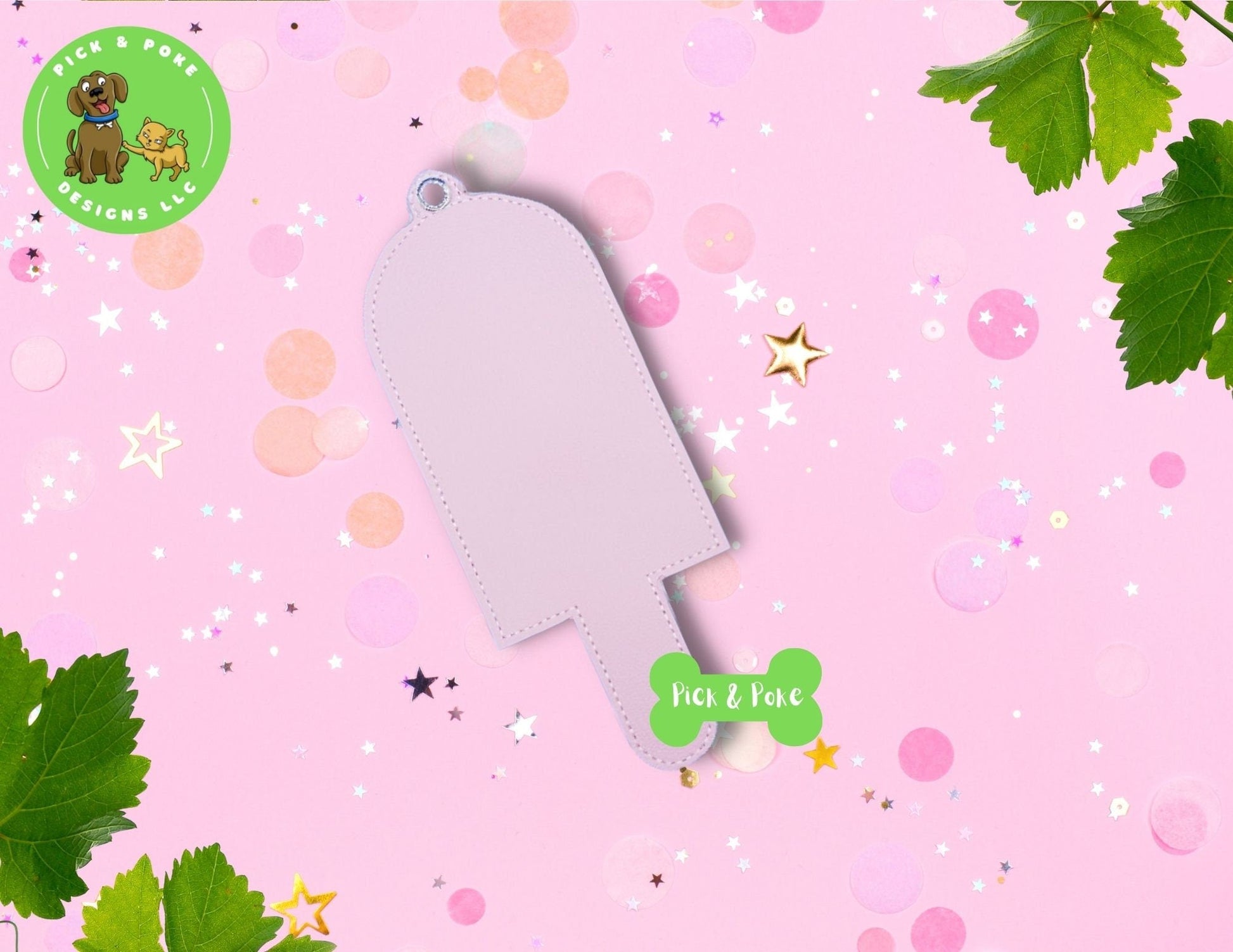 In the Hoop Embroidery Project Ice Cream Popsicle / 5x7 Bookmark Eyelet / Gift Tag / Digital File / Instant DOWNLOAD / ITHPick and Poke Designs