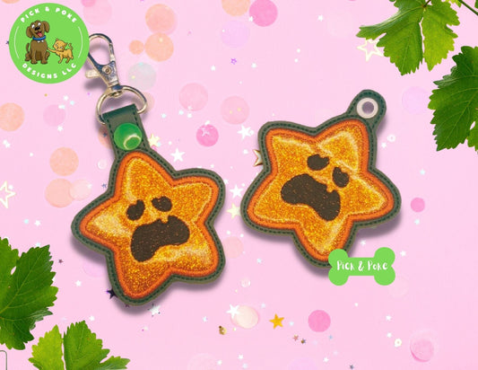 In the Hoop Embroidery Project Applique Star Pumpkin / Snap Tab and Eyelet Key Fob / Gift Tag / Digital File / Instant DOWNLOAD / ITHPick and Poke Designs