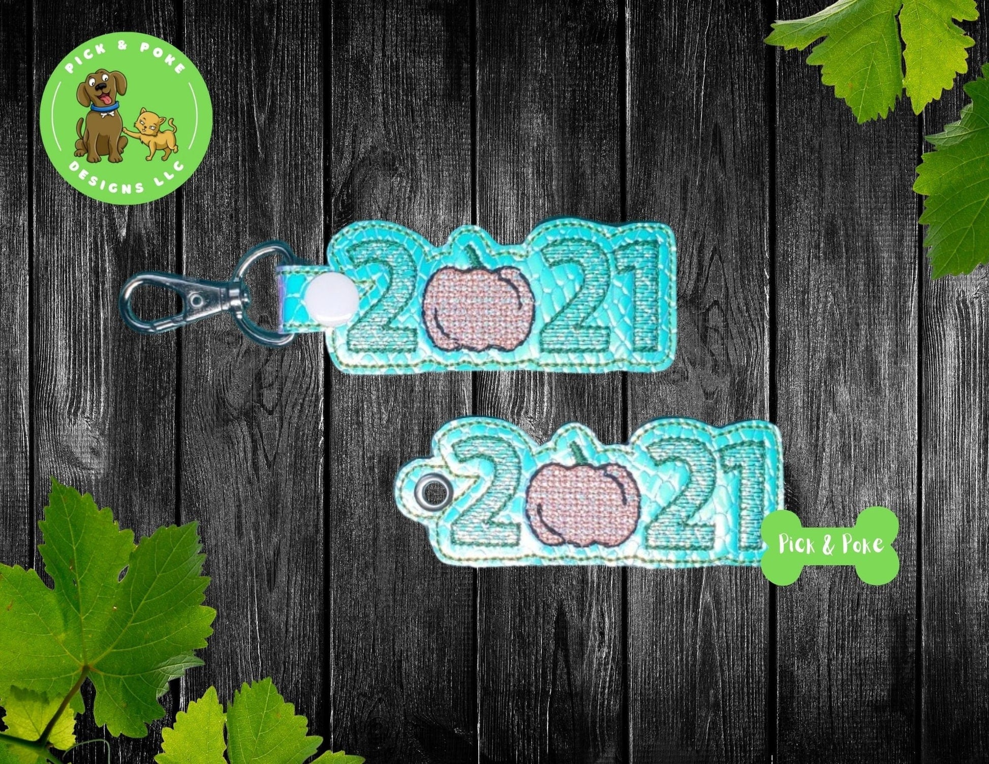 In the Hoop Embroidery Project 2021 Pumpkin Key Fob Snap Tab and Eyelet Key Fob / Gift Tag / Digital File / Instant DOWNLOAD / ITHPick and Poke Designs