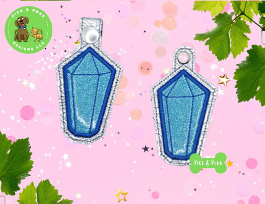 In the Hoop Embroidery Project Cute Applique Crystal Gem Snap Tab and Eyelet Key Fob / Gift Tag / Digital File / Instant DOWNLOAD / ITHPick and Poke Designs