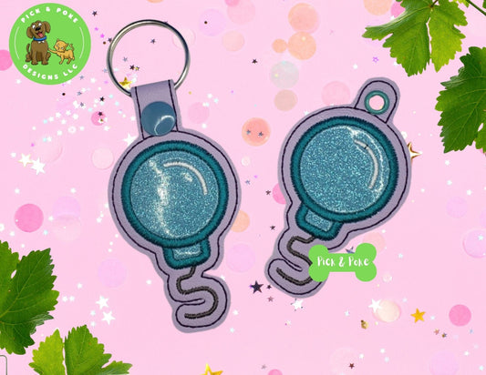 In the Hoop Embroidery Project Cute Applique Balloon / Snap Tab and Eyelet Key Fob / Gift Tag / Digital File / Instant DOWNLOAD / ITHPick and Poke Designs
