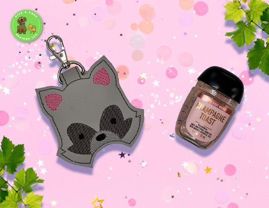 Raccoon Trash Panda Sanitizer Holder Key Chain | Embroidered on Vinyl | Made to Order